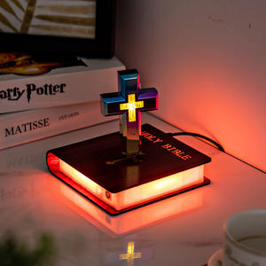 Innovative Technology Novelty Gifts Unique Home Decoration Automatic Rotating RGB Magnetic Floating Colorful Cross Living Room - Product Image 4