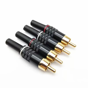 RCA Штекерный разъем красный + белый позолоченный RCA разъем адаптер с защитным пружинным хвостом - Product Image 3