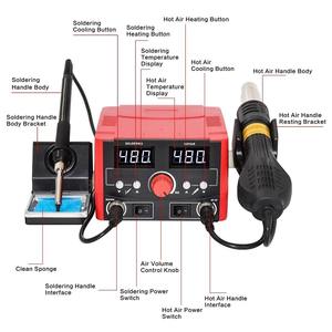 Estación <span class=keywords><strong>de</strong></span> soldadura 2 en 1, estación <span class=keywords><strong>de</strong></span> soldadura multifuncional, <span class=keywords><strong>pistola</strong></span> <span class=keywords><strong>de</strong></span> <span class=keywords><strong>calor</strong></span> <span class=keywords><strong>de</strong></span> soldador con temperatura y volumen <span class=keywords><strong>de</strong></span> aire ajustables - Product Image 6