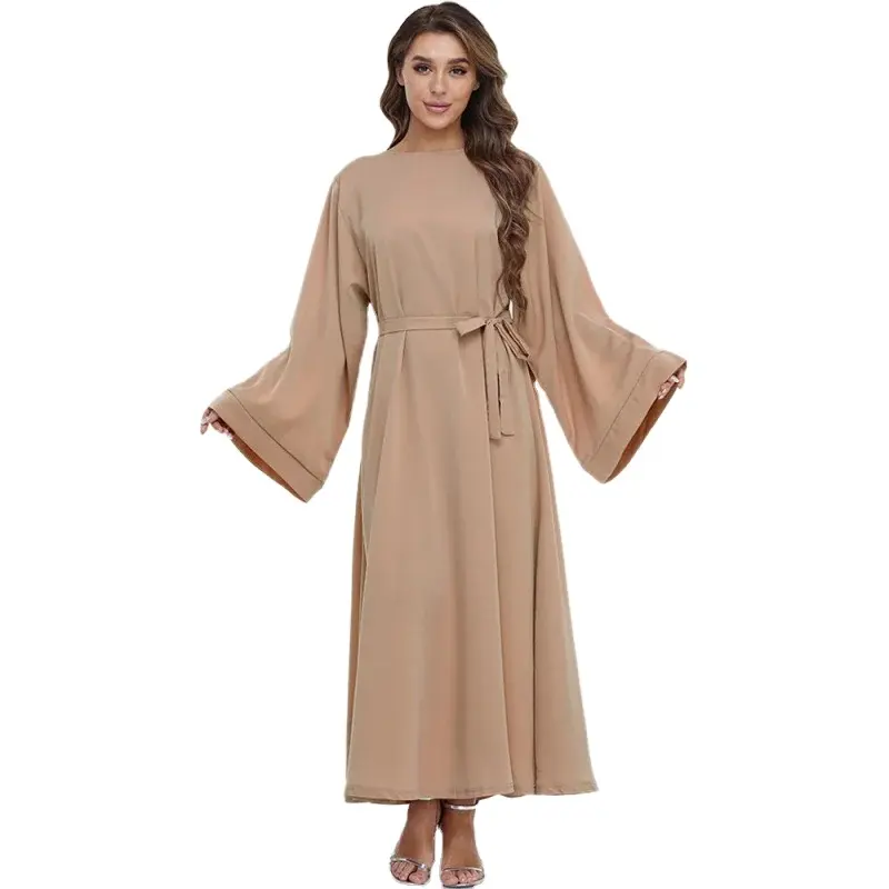 Petite quantité minimale de commande vêtements islamiques personnalisés tenue quotidienne musulmane fermée Abaya Dubaï femmes robe couleur unie modeste Abaya