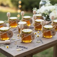 Pot à miel de 45 ml, mini pots à miel de 3 oz, élégant pot à miel en verre avec couvercle doré, idéal pour les cadeaux de mariage