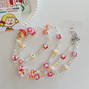 Cadena de teléfono con cuentas de acrílico de cristal de diseño de lujo, cordón cruzado para teléfono móvil, regalo de dibujos animados, cuerda colgante para niña - Product Image 4