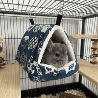 Hamac tunnel double couche pour petits animaux, lit douillet en polaire imprimé pour cochon d'Inde, hamster, furet, chat, lapin, perroquet et autres animaux
