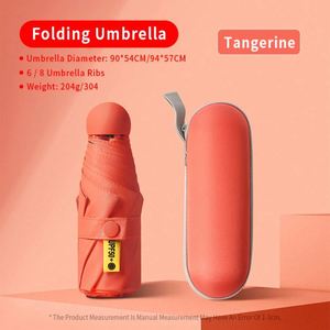 Wholesale 19/21 Inches 5 Folding Mini <b>Umbrella</b> Pocket Print Logo Branded Parasol Rain Custom Capsule <b>Umbrellas</b> - Product Image 5