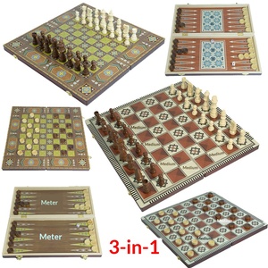 กระดานหมากรุกและไพ่ไม้พับได้แบบพกพา 3 in 1 ระดับสูง สำหรับความบันเทิง ขายส่งจากเมืองอี้อู - Product Image 1