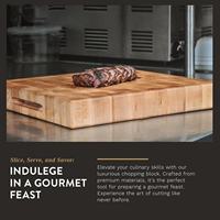 Planche à découper carrée en bois d'érable naturel biologique avec poignée et rainure pour les jus 250x160x15mm
