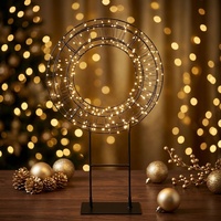 Guirlande lumineuse LED ronde en fil de fer noir, fil de cuivre blanc chaud, effet étoile scintillante pour Noël