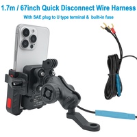 Support de téléphone pour moto 12-24V avec verrouillage rapide, USB et amortisseur de vibrations