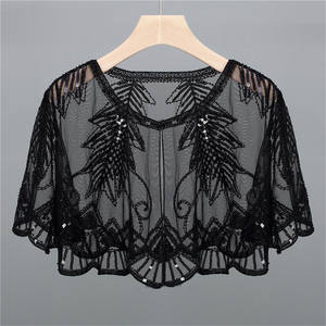 Sciarpe e Scialli Eleganti da Sera con Ricamo a Foglie in Paillettes e Rete, Collo a O, per Donna - Collezione Primavera (Vendita all'Ingrosso) - Product Image 5