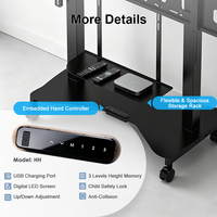 Support TV mobile avec roulettes, chariot TV motorisé à double moteur avec hauteur réglable pour téléviseurs de 40 à 65 pouces