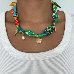 Châu Âu mỹ hợp thời trang thép không gỉ Vòng cổ tự nhiên Baroque ngọc trai vỏ cá nhỏ Mặt trời Mặt dây chuyền xuyên biên giới dopamine màu - Product Image 2