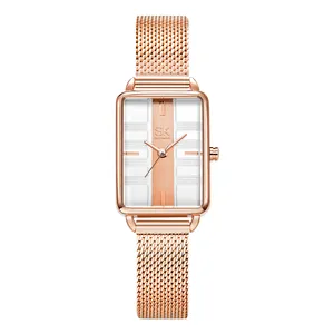Классические квадратные простые женские часы цвета розового золота, подарки для женщин
