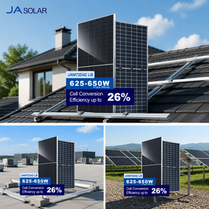 Paneles Solares Bifaciales <span class=keywords><strong>JASOLAR</strong></span> de Silicio Monocristalino Tipo N HJT PERC, Celdas de 182 mm x 182 mm, 600-725 W, 26% de Eficiencia, TUV - Product Image 1
