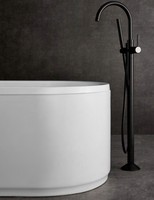 Robinet de baignoire autoportant en laiton de haute qualité, finition or brossé, poignée unique, cartouche céramique, certifié CUPC, design moderne 5