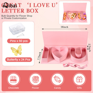 Qibai ti amo con coperchio rosa fiore rigido di lusso scatole regalo regalo di san valentino confezione regalo di fiori regalo per la festa della mamma - Product Image 3