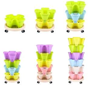 Pots de jardin, jardinières, support de jardinière verticale DIY, jardinières empilables, pots de plantation pour pétales de fraises - Product Image 6