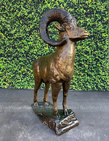Sculpture de mouton de montagne-Statue réaliste de bélier à grande corne pour la décoration de la maison et du bureau