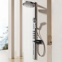 Nouveau panneau de douche numérique intelligent à affichage LED, robinet de douche mural en laiton, ensemble de douche à effet pluie pour salle de bain, appartement, hôtel