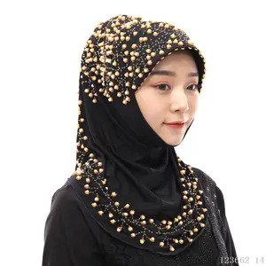 Fashion Women Muslim Headscarf Solid Cotton Flower Diamond Islamic Hijab Scarf Shawls and Wraps Ready To Wear Hijabs