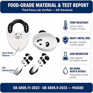 <span class=keywords><strong>Set</strong></span> Plato Silicona Panda Grado Alimenticio Libre BPA Ventosa Bebé Niños Destete Alimentación Infantil Vajilla - Product Image 4