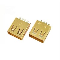 USB 2.0 Tipe A 4-Pin 1.5A 30V DC Berlapis Emas, Steker Jantan & Soket Betina DIP SMT PCB Mount, Port USB Socket
