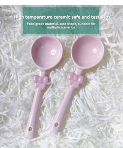 ช้อนขนมหวานลายเพ้นท์มือสไตล์สาวหวานน่ารัก ช้อนผสมสีชมพูประดับโบว์สุดสร้างสรรค์ - Product Image 5