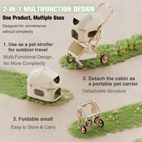 Poussette pour animaux de compagnie 2 en 1, porte-animaux détachable, pliable, cadre en aluminium, maille respirante, chariot pour animaux de compagnie pour chiens et chats de petite et moyenne taille
