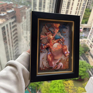 Novedad al por mayor: Marco de fotos 3D tallado multicapa de <span class=keywords><strong>papel</strong></span> con diseño de anime, pintura decorativa para el hogar, adorno de Pokémon, <span class=keywords><strong>manualidades</strong></span> de <span class=keywords><strong>papel</strong></span>. - Product Image 4