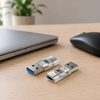 Adaptor USB-A ke USB-C Female Grosir Pabrik, USB3.2 Gen1 5Gbps OTG, Plug-in Pendek Tanpa Kabel untuk Perangkat Kabinet Industri OEM