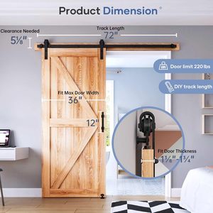 Fully Detachable Steel Movable Tracks Set for <b>Barn</b> <b>Doors</b> for Supermarkets Warehouses Apartments Basements Living Rooms & Hotels - Product Image 4