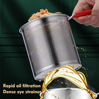 Ensemble de 5 ustensiles de cuisine en acier inoxydable 304, comprenant une poêle à frire profonde avec poignée, une pince et un couvercle, panier de friture profond de 1,2 L