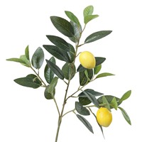 Ranting Lemon Buatan 45cm Grosir Dengan 2 Buah, Sentuhan Asli, Batang Lemon Palsu Kuning Hijau untuk Dekorasi Vas Meja Rumah Kantor