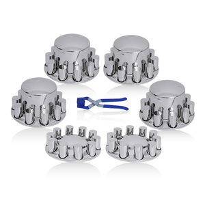 33Mm Asafdekking Verchroomde Koepel Met Platte Moer Met 2 Voorste En 4 Achterste Wielafdekkingen Verwijderbare Naafdoppen Voor Semi-Truck - Product Image 2