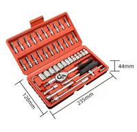Juego de caja de herramientas de reparación de automóviles de 46 piezas, juego de combinación de Llave de trinquete de rango completo, Material de plástico y acero para taller