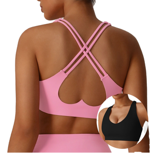 SFANA SPORTS Women's Custom Cross Breathable Plus Size Crisscross Straps Shockproof Front Four-Way <b>Stretch</b> Sports <b>Bra</b> Yoga Gym - Product Image 1