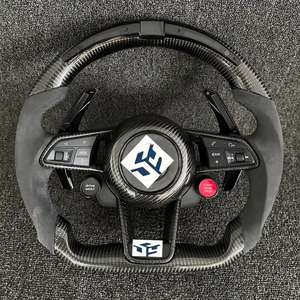 พวงมาลัยรถยนต์คาร์บอนไฟเบอร์สีแดงแบบฟอร์จ พร้อมไฟ LED และอัลคันทาร่า สำหรับรถยนต์ Volkswagen <span class=keywords><strong>MK3</strong></span> MK4 MK5 MK6 MK7 MK8 Passat B6 B7 <span class=keywords><strong>Golf</strong></span> GTI GTS R - Product Image 1