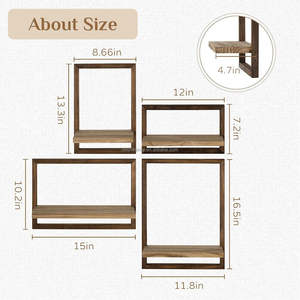 Estantes de <span class=keywords><strong>Pared</strong></span> Art Deco de Madera, Estante Flotante Decorativo, Estantería de Almacenamiento de Cuatro Niveles, Montado en la <span class=keywords><strong>Pared</strong></span>, para Cocina y Baño - Product Image 3