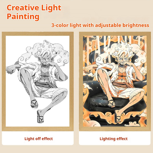 Lampe LED <span class=keywords><strong>One</strong></span> <span class=keywords><strong>Piece</strong></span> <span class=keywords><strong>Luffy</strong></span> avec <span class=keywords><strong>cadre</strong></span> en bois et boîte à lumière et ombre pour chambre à coucher - Product Image 5