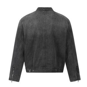 Low Moq Custom New Men's Cropped <strong>Denim</strong> Jacket Fashion Designer <strong>Denim</strong> 100% Cotton ODM Men's <strong>Denim</strong> Vintage Black Jackets - Product Image 2