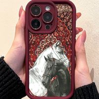 Coques de Téléphone Antichoc de Luxe Motif Chevaux pour iPhone 17 Air 16 15 Plus Pro Max 14 13 12 11 X XR – Protection Arrière Anti-chute