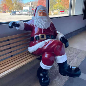 Commercial Factory Large Outdoor Christmas Decorations Waterproof UV Proof Anti-Corrosion Durable Fiberglass <strong>Life</strong> <strong>Size</strong> <strong>Santa</strong> - Product Image 3