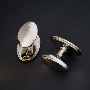 Unique Hammered Texture Oval <strong>Door</strong> <strong>Knob</strong> with Rose - Custom Style Decorative Handle with Premium <strong>Silver</strong> Finish - Product Image 6