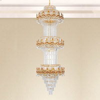 Lustre en cristal de luxe traditionnel européen de grande taille pour plafond haut, hôtel, salon, escalier, luminaires suspendus d'intérieur