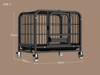 Cage pour chien en métal robuste cage pour chien à double porte chenil pour grands chiens parc pour animaux de compagnie facile à assembler avec quatre roues et plateau