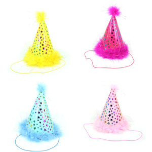Sombrero de Papel con Plumas Rosas en Forma de Estrella para Pastel de Cumpleaños, Estilo Festivo, Suministro Directo de Fábrica China - Product Image 5
