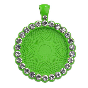Accessoires de bijoux DIY avec base ronde en alliage de 25 mm incrustée de diamants colorés et pierre précieuse. Rétention de la couleur des matériaux - Product Image 5