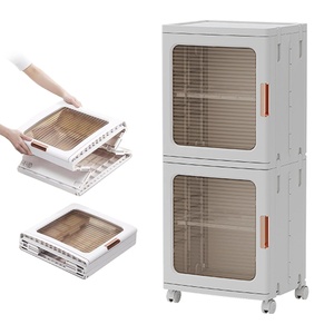 Récipient en plastique pliable, blanc moderne, pour <span class=keywords><strong>rangement</strong></span> mobile, armoire à chaussures étroite, organisateur de placard avec 4 roues en caoutchouc - Product Image 1