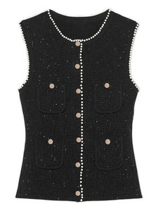 เสื้อแจ็คเก็ตทวีดแขนกุดประดับมุกสำหรับผู้หญิง รุ่นซัมเมอร์แฟชั่นสั่งทำพิเศษจาก Leduo - Product Image 2