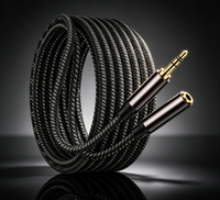 Kabel Ekstensi Audio AUX 3.5mm Male to Female Jack Headphone Berlapis Emas 24K Dilindungi Ganda dengan Jalinan Nilon untuk Speaker Mobil.