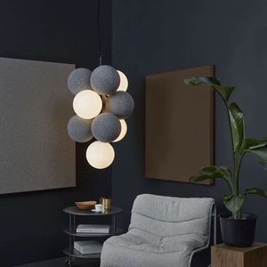 <span class=keywords><strong>Design</strong></span> minimalista lampada a sfera a bolle di lusso creativo con luci a sospensione per sala da pranzo Nordic velluto - Product Image 3
